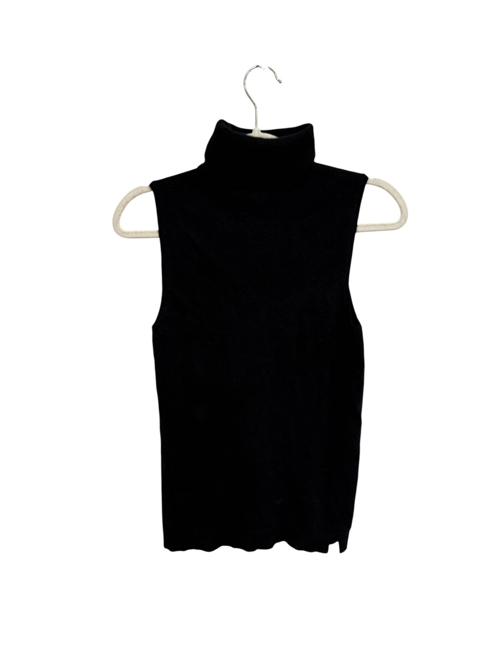VINTAGE Neiman Marcus 100% Cashmere Black Sleeveless Turtleneck Tank - Size S